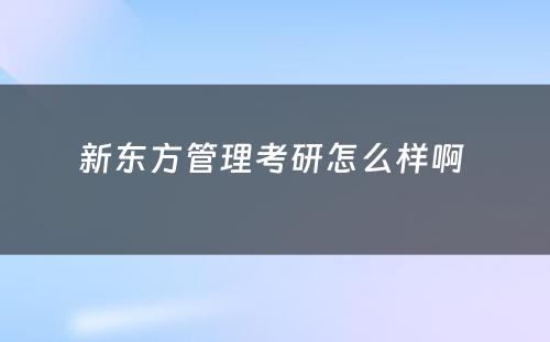 新东方管理考研怎么样啊 