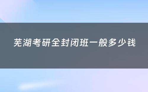 芜湖考研全封闭班一般多少钱