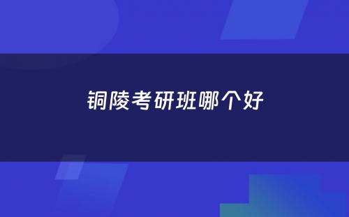 铜陵考研班哪个好