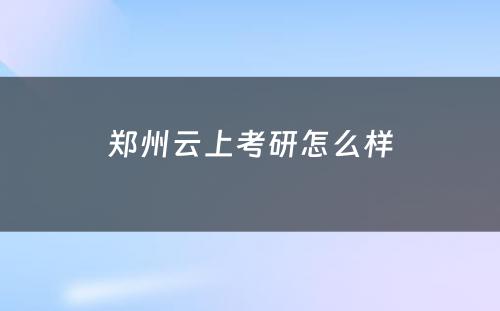 郑州云上考研怎么样