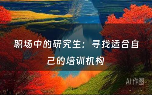 职场中的研究生：寻找适合自己的培训机构 