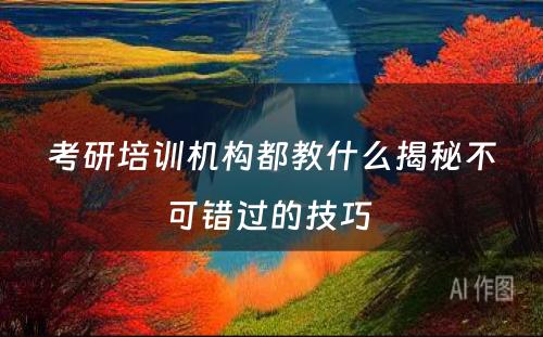 考研培训机构都教什么揭秘不可错过的技巧 