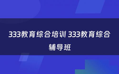 333教育综合培训 333教育综合辅导班