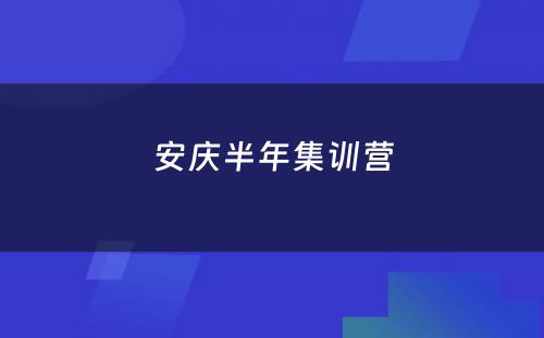 安庆半年集训营