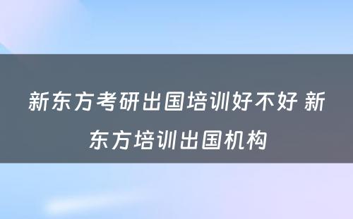 新东方考研出国培训好不好 新东方培训出国机构