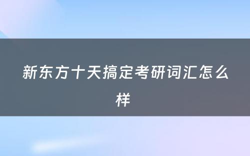 新东方十天搞定考研词汇怎么样 