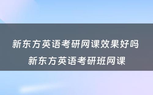 新东方英语考研网课效果好吗 新东方英语考研班网课