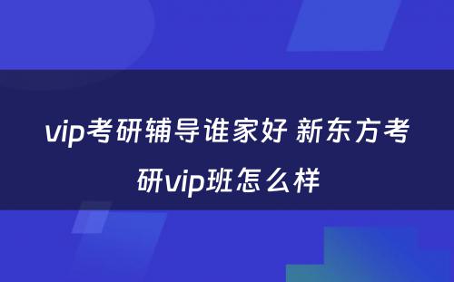 vip考研辅导谁家好 新东方考研vip班怎么样