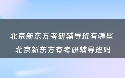 北京新东方考研辅导班有哪些 北京新东方有考研辅导班吗