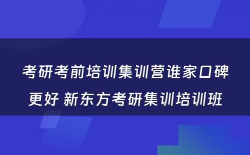 考研考前培训集训营谁家口碑更好 新东方考研集训培训班