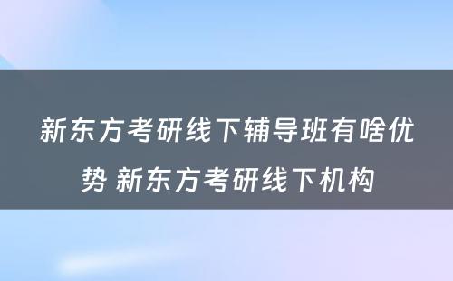 新东方考研线下辅导班有啥优势 新东方考研线下机构