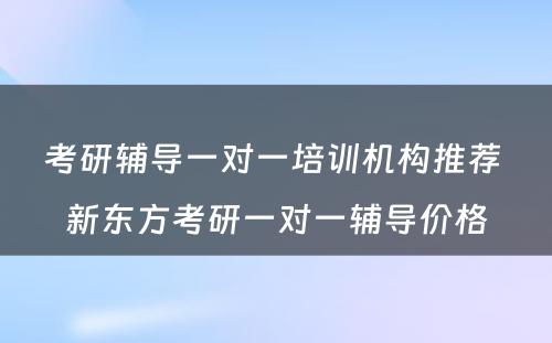 考研辅导一对一培训机构推荐 新东方考研一对一辅导价格