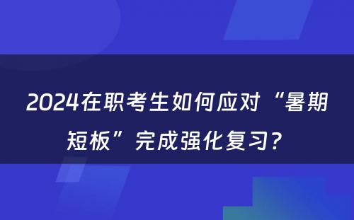 2024在职考生如何应对“暑期短板”完成强化复习? 