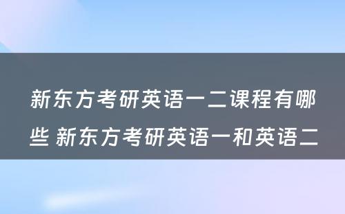 新东方考研英语一二课程有哪些 新东方考研英语一和英语二