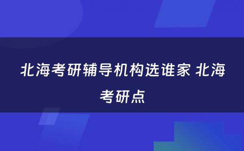 北海考研辅导机构选谁家 北海考研点