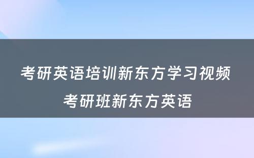 考研英语培训新东方学习视频 考研班新东方英语