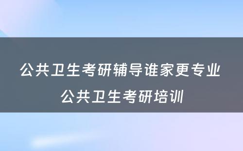 公共卫生考研辅导谁家更专业 公共卫生考研培训