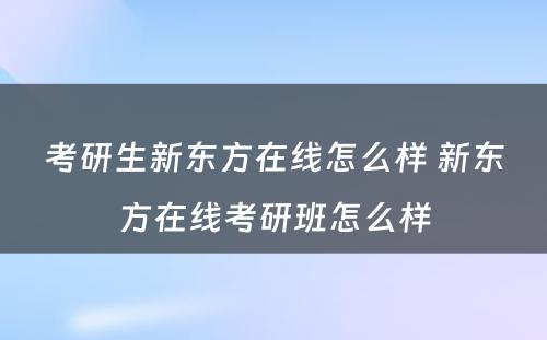 考研生新东方在线怎么样 新东方在线考研班怎么样