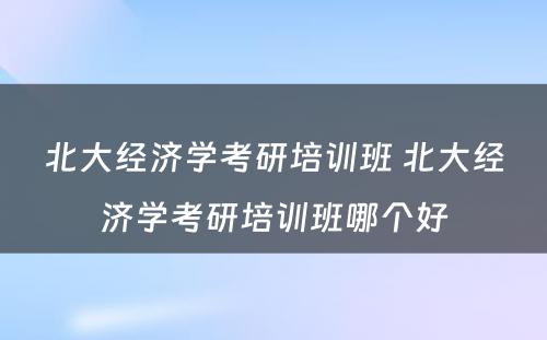 北大经济学考研培训班 北大经济学考研培训班哪个好