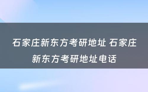 石家庄新东方考研地址 石家庄新东方考研地址电话