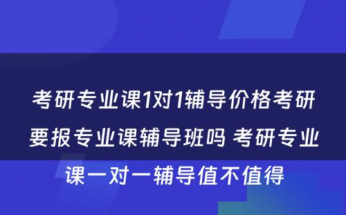 考研专业课1对1辅导价格考研要报专业课辅导班吗 考研专业课一对一辅导值不值得