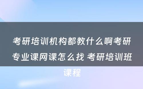 考研培训机构都教什么啊考研专业课网课怎么找 考研培训班课程