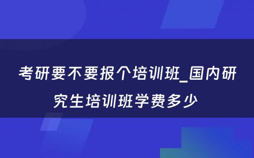 考研要不要报个培训班_国内研究生培训班学费多少 