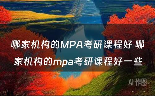 哪家机构的MPA考研课程好 哪家机构的mpa考研课程好一些