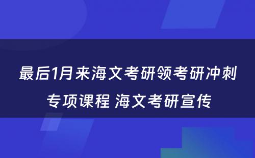 最后1月来海文考研领考研冲刺专项课程 海文考研宣传