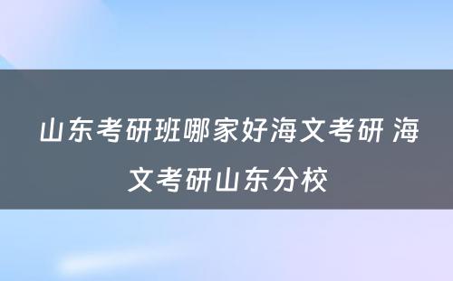 山东考研班哪家好海文考研 海文考研山东分校