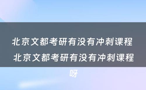 北京文都考研有没有冲刺课程 北京文都考研有没有冲刺课程呀