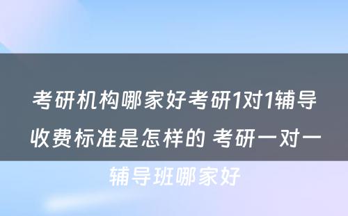 考研机构哪家好考研1对1辅导收费标准是怎样的 考研一对一辅导班哪家好