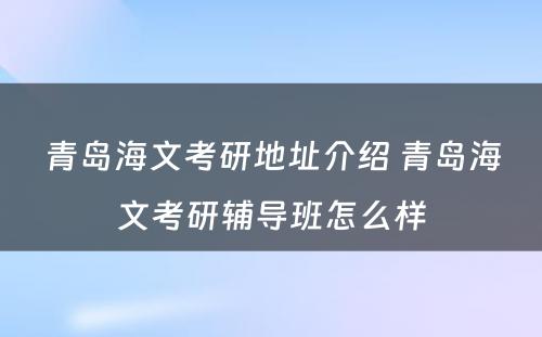 青岛海文考研地址介绍 青岛海文考研辅导班怎么样