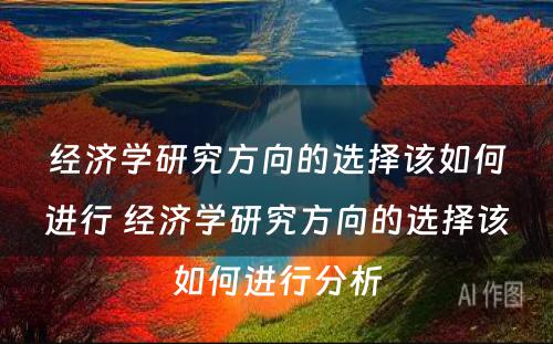 经济学研究方向的选择该如何进行 经济学研究方向的选择该如何进行分析