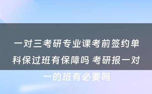 一对三考研专业课考前签约单科保过班有保障吗 考研报一对一的班有必要吗