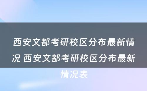 西安文都考研校区分布最新情况 西安文都考研校区分布最新情况表