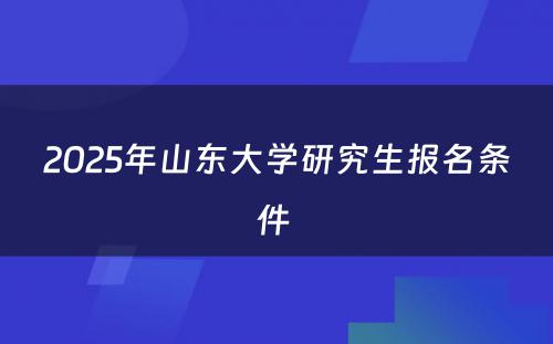 2025年山东大学研究生报名条件 