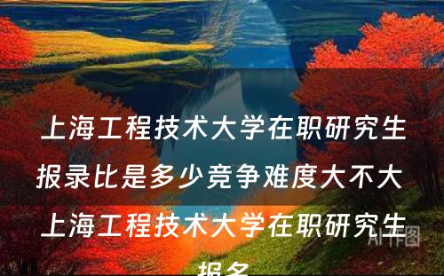 上海工程技术大学在职研究生报录比是多少竞争难度大不大 上海工程技术大学在职研究生报名