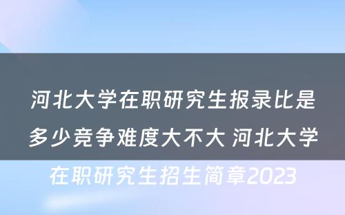 河北大学在职研究生报录比是多少竞争难度大不大 河北大学在职研究生招生简章2023