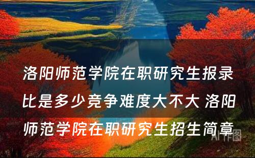 洛阳师范学院在职研究生报录比是多少竞争难度大不大 洛阳师范学院在职研究生招生简章