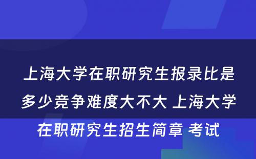 上海大学在职研究生报录比是多少竞争难度大不大 上海大学在职研究生招生简章 考试