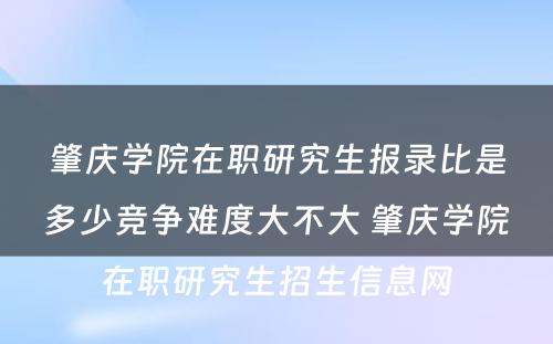 肇庆学院在职研究生报录比是多少竞争难度大不大 肇庆学院在职研究生招生信息网