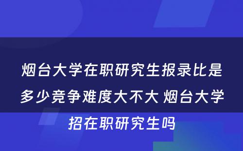 烟台大学在职研究生报录比是多少竞争难度大不大 烟台大学招在职研究生吗