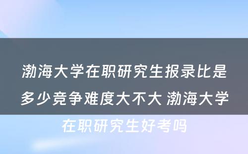 渤海大学在职研究生报录比是多少竞争难度大不大 渤海大学在职研究生好考吗