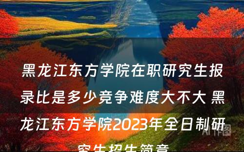 黑龙江东方学院在职研究生报录比是多少竞争难度大不大 黑龙江东方学院2023年全日制研究生招生简章