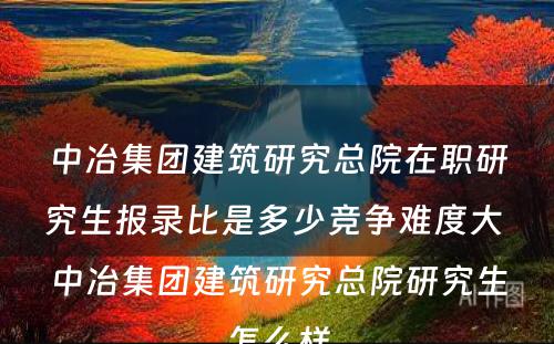 中冶集团建筑研究总院在职研究生报录比是多少竞争难度大 中冶集团建筑研究总院研究生怎么样