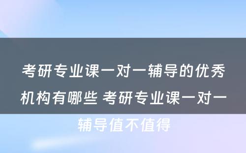 考研专业课一对一辅导的优秀机构有哪些 考研专业课一对一辅导值不值得