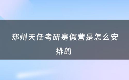 郑州天任考研寒假营是怎么安排的 