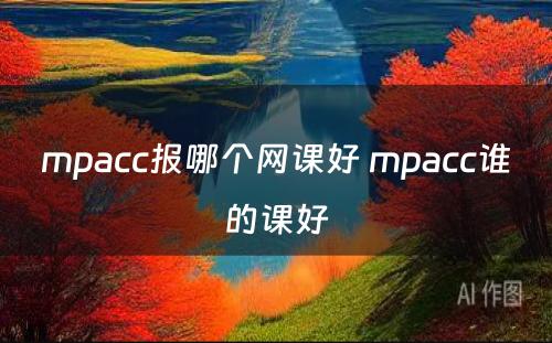 mpacc报哪个网课好 mpacc谁的课好