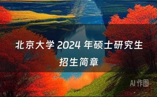 北京大学 2024 年硕士研究生招生简章